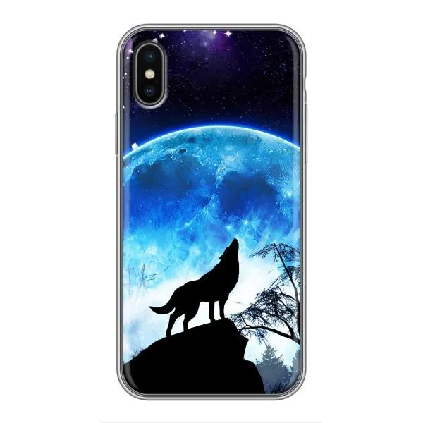Чехол с принтом «Волк на луну» для iPhone Xs