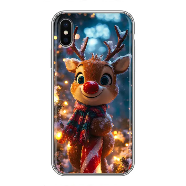 Чехол с принтом «Олень с шарфом» для iPhone Xs