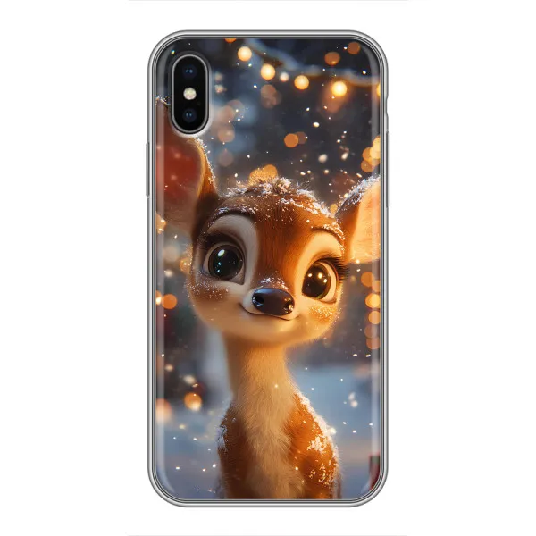 Чехол с принтом «Олененок среди гирлянд» для iPhone Xs