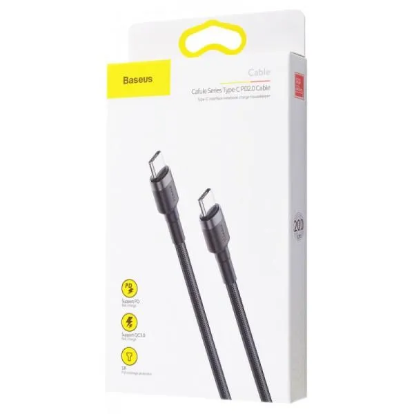 Дата кабель Baseus Cafule Type-C to Type-C PD2.0 60W (2m) (CATKLF-H) — Черный — фото 5