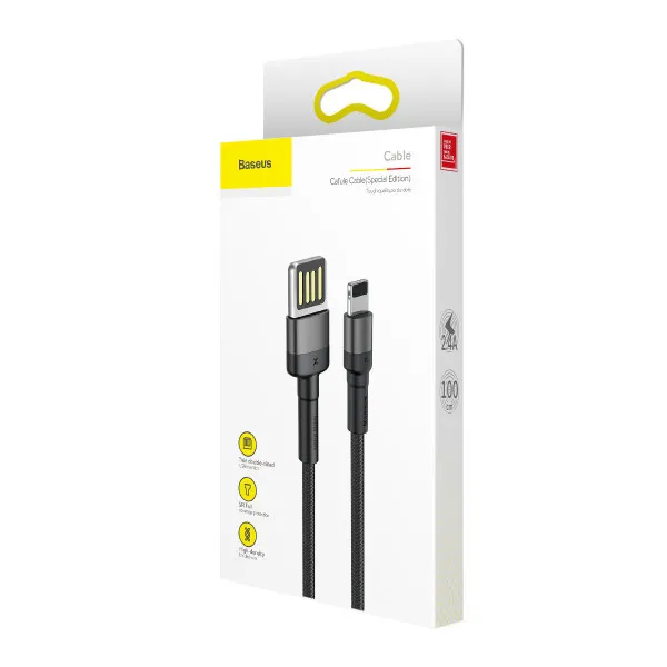 Дата кабель Baseus Cafule USB to Lightning Special Edition 2.4A (1m) (CALKLF-G) — Серый — фото 5