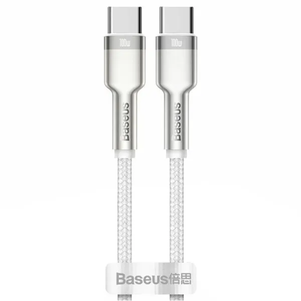 Дата кабель Baseus Cafule Metal Type-C to Type-C 100W (2m) (CATJK-D) — Белый — фото 1