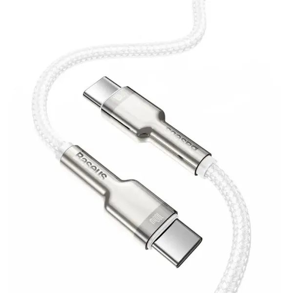 Дата кабель Baseus Cafule Metal Type-C to Type-C 100W (2m) (CATJK-D) — Белый — фото 2