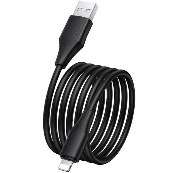 Дата кабель Hoco X124 Bien silicone USB to Lightning 2.4A (1m) — Черный — фото 2