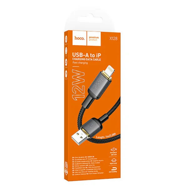 Дата кабель Hoco X128 Benefit USB to Lightning 12W (1m) — Чорний — фото 2