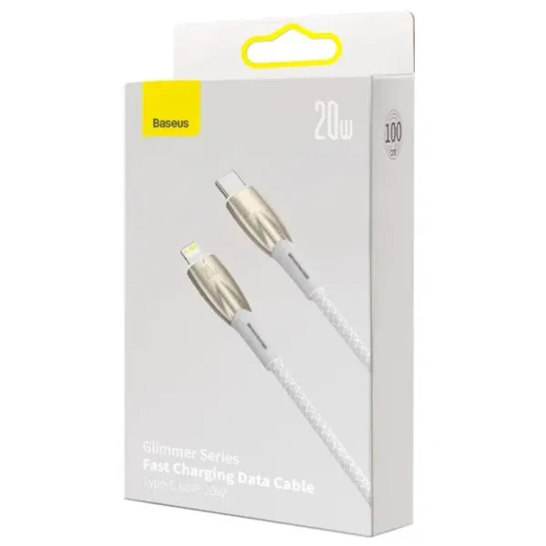 Дата кабель Baseus Glimmer Series Fast Charging Data Cable Type-C to Lightning 20W 1m (CADH000001) — Белый — фото 5