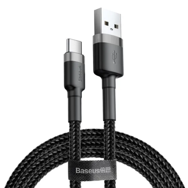 Дата кабель Baseus Cafule USB to Type-C Cable 3A (0.5m) (CATKLF-A) — Серый — фото 1