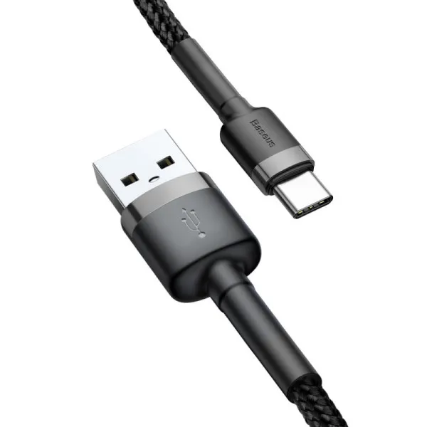 Дата кабель Baseus Cafule USB to Type-C Cable 3A (0.5m) (CATKLF-A) — Серый — фото 4