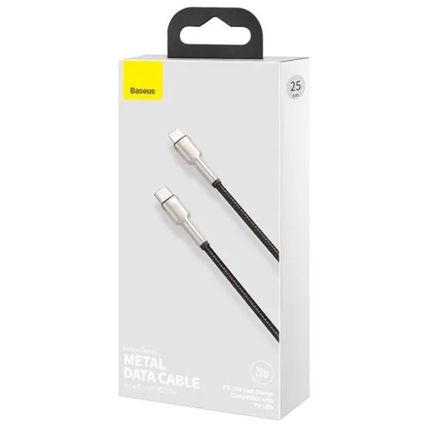 Дата кабель Baseus Cafule Series Metal Type-C to Lightning PD 20W (0.25m) (CATLJK-0) — Черный — фото 4