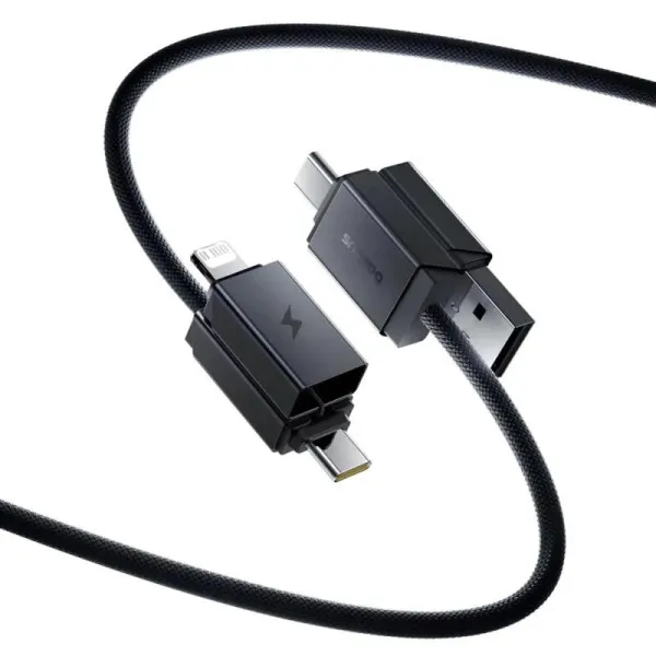 Дата кабель Baseus Versatile Two-for-Two USB/Type-C to Type-C/Lightning 60W (1m) (CB000162) — Черный — фото 2