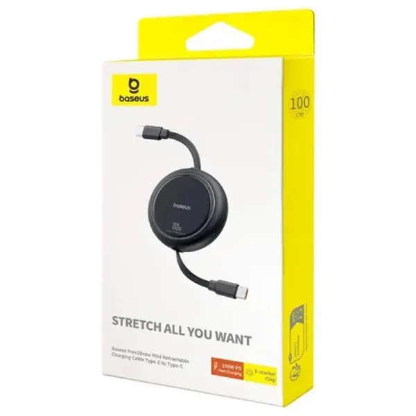 Дата кабель Baseus Free2Draw Mini Retractable Type-C to Type-C 100W (1m) (P10364500) — Черный — фото 4