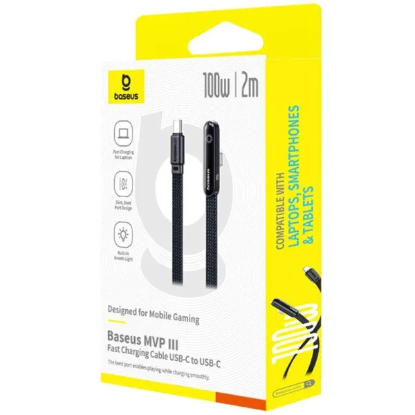 Дата кабель Baseus MVP 3 side plug and stand Type-C to Type-C 100W (2m) (P10382500121) — Черный — фото 4