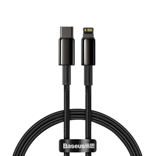 Дата кабель Baseus Tungsten Gold Type-C to Lightning PD 20W (2m) (CATLWJ) — Черный — фото 1