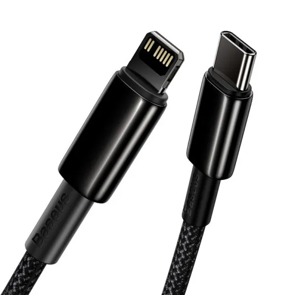 Дата кабель Baseus Tungsten Gold Type-C to Lightning PD 20W (2m) (CATLWJ) — Черный — фото 2