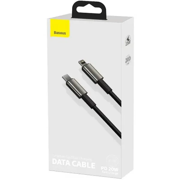 Дата кабель Baseus Tungsten Gold Type-C to Lightning PD 20W (2m) (CATLWJ) — Черный — фото 5
