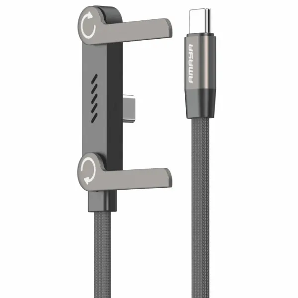 Дата кабель Amaya 327CC side plug and stand Type-C to Type-C 240W (1.5m) — Черный — фото 1