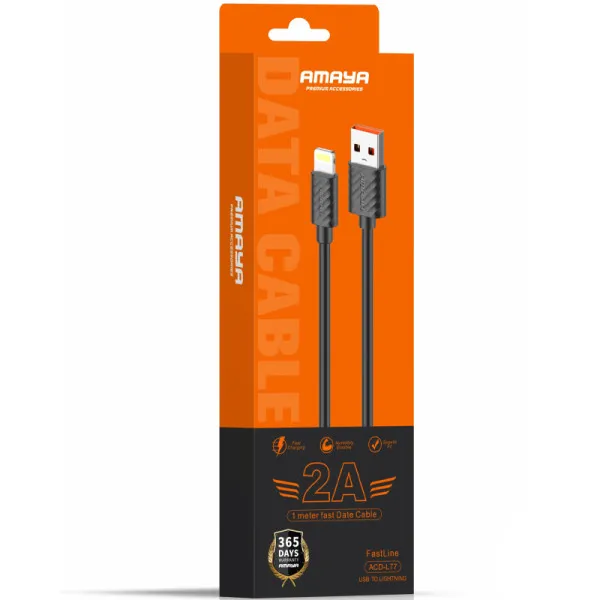 Дата кабель Amaya L77 USB to Lightning 2A (1m) — Черный — фото 2