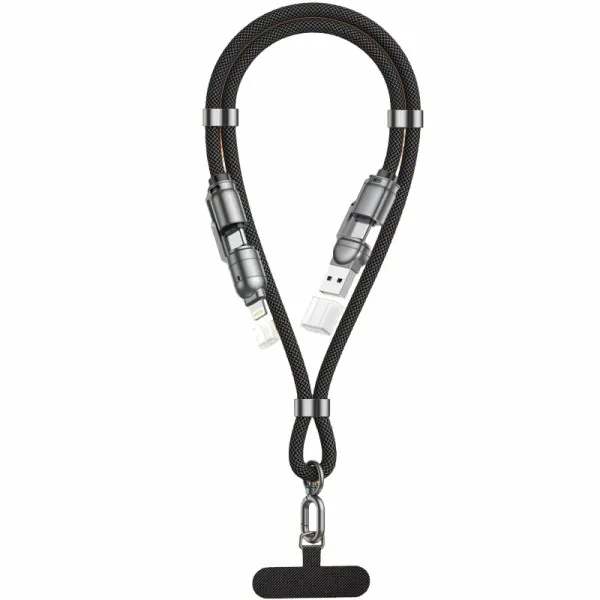 Дата кабель-шнурок ACD-X65 4in1 Type-C/USB to Lightning/Type-C 240W (1.5m) — Серый — фото 1