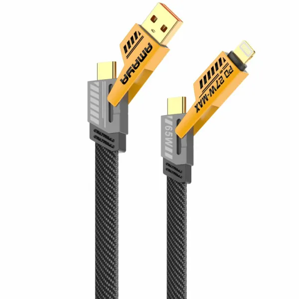 Дата кабель Amaya ACD-X31 4in1 Type-C/USB to Lightning/Type-C 65W (1.2m) — Желтый — фото 1