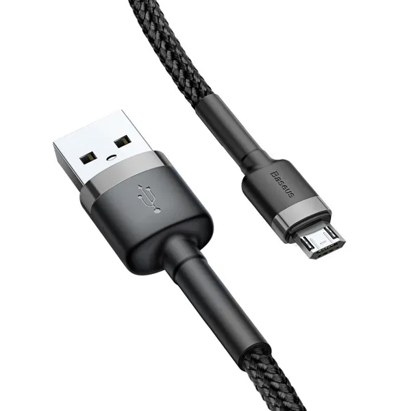 Дата кабель Baseus Cafule USB to MicroUSB Cable 1.5A (2m) (CAMKLF-C) — Сірий — фото 3