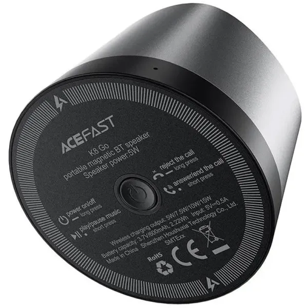 Bluetooth Колонка Acefast K8 5W + БЗУ 15W — Черный — фото 3 Bluetooth Колонка Acefast K8 5W + БЗУ 15W — Черный — фото 3
