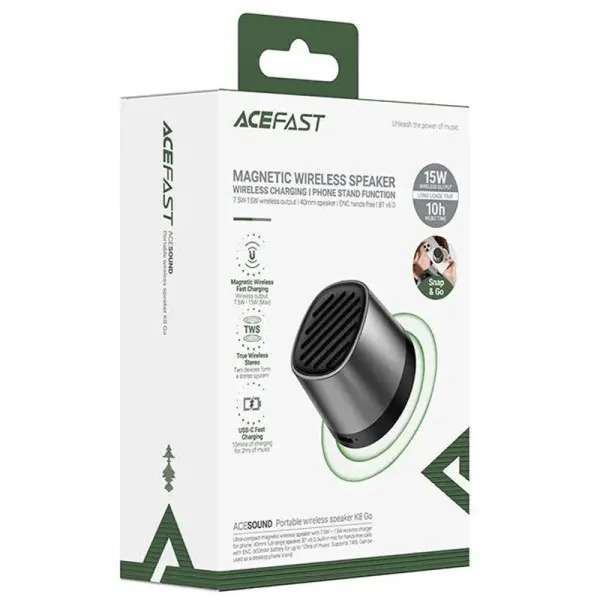 Bluetooth Колонка Acefast K8 5W + БЗУ 15W — Черный — фото 5 Bluetooth Колонка Acefast K8 5W + БЗУ 15W — Черный — фото 5