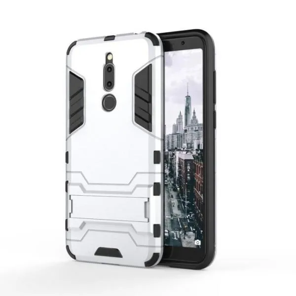 Противоударный чехол Transformer для Meizu M6T (ТПУ + пластик) — Серебристый — фото 2