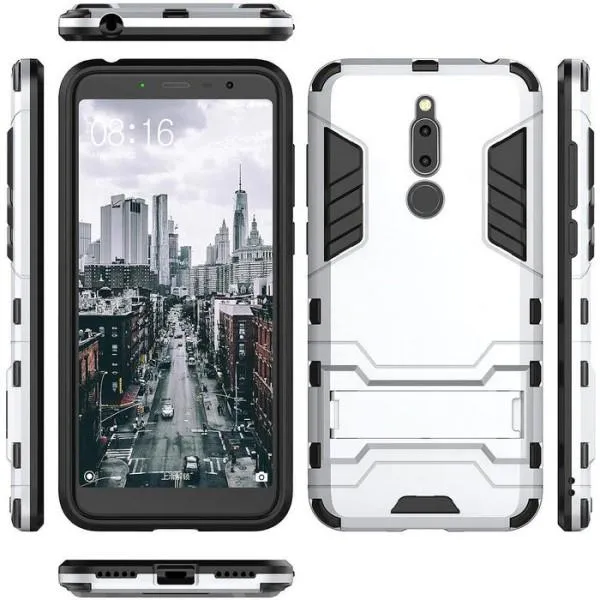 Противоударный чехол Transformer для Meizu M6T (ТПУ + пластик) — Серебристый — фото 3