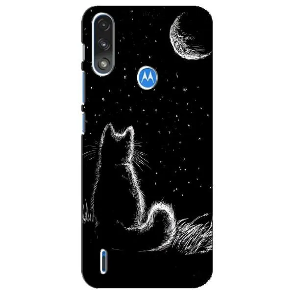 Чехол с принтом «Котик и луна» для Motorola E7 Power