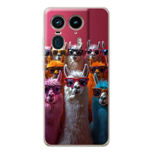 Чехол с принтом «Ламы в очках» для Motorola Edge 50 Ultra