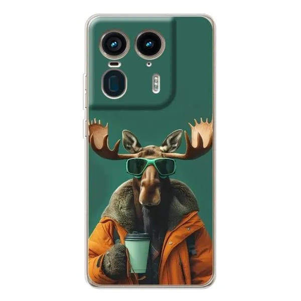 Чехол с принтом «Лось с кофе» для Motorola Edge 50 Ultra