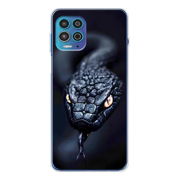Чехол с принтом «Черная змея» для Motorola MOTO G100 Pro