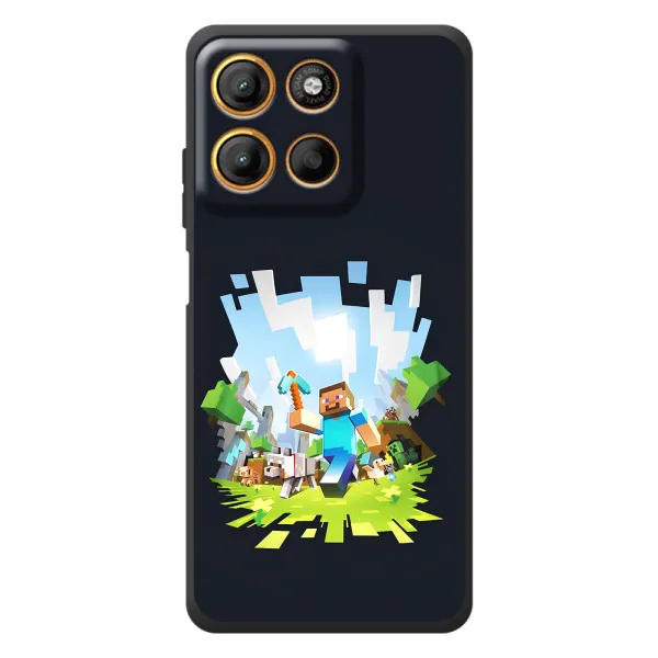 Чехол с принтом «персонажи Minecraft» для Motorola Moto G17 Power Чехол с принтом «персонажи Minecraft» для Motorola Moto G17 Power