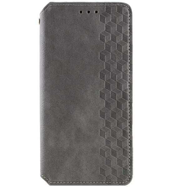 Кожаный чехол-книжка GETMAN Cubic (PU) для Motorola Moto G17 — Серый — фото 1