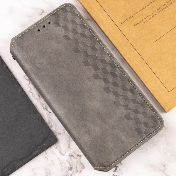 Кожаный чехол-книжка GETMAN Cubic (PU) для Motorola Moto G17 — Серый — фото 4