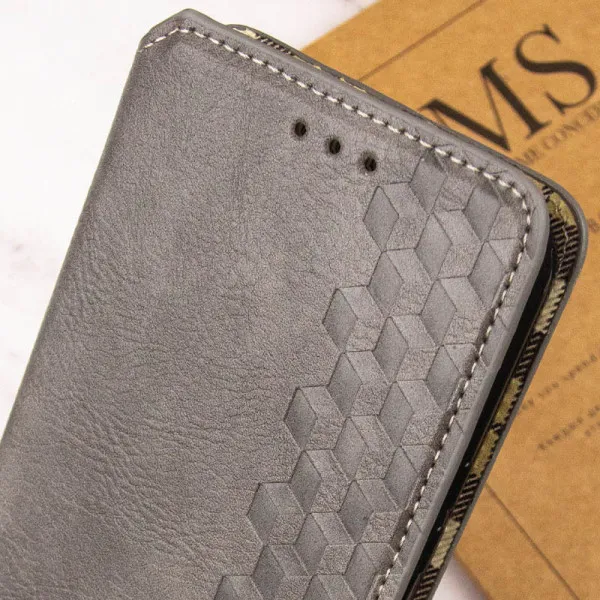 Кожаный чехол-книжка GETMAN Cubic (PU) для Motorola Moto G17 — Серый — фото 5