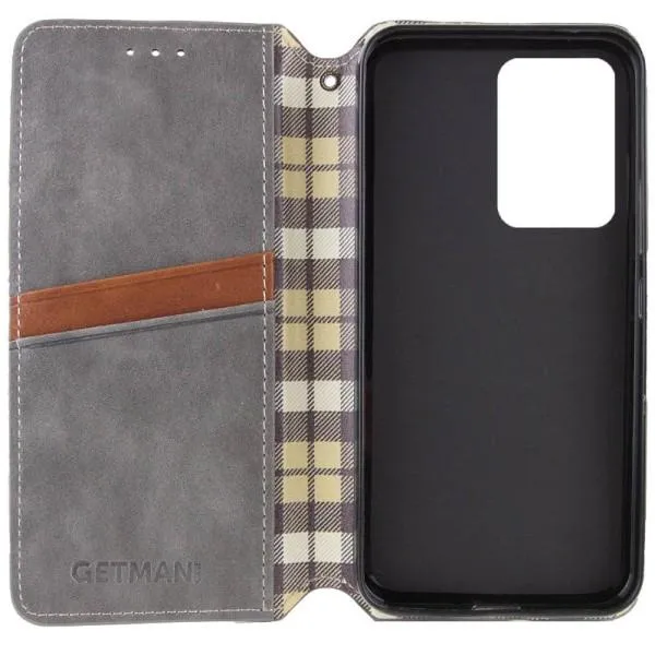 Кожаный чехол-книжка GETMAN Cubic (PU) для Motorola Moto G24 / G04 / E14 — Серый — фото 3