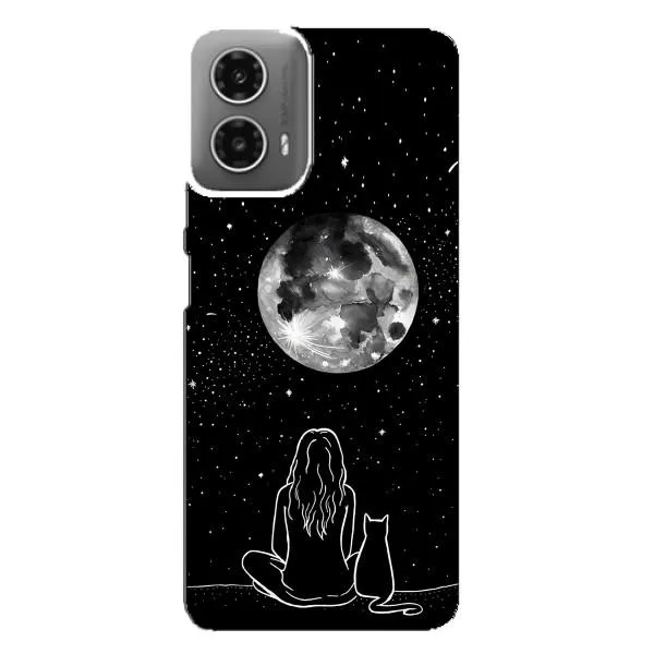 Чехол с принтом «Девушка с котом» для Motorola MOTO G34 Чехол с принтом «Девушка с котом» для Motorola MOTO G34