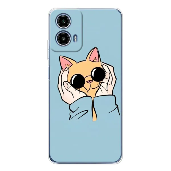 Чехол с принтом «Котик в очках» для Motorola Moto G35