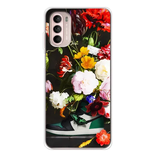 Чехол с принтом «Nike цветы» для Motorola MOTO G52