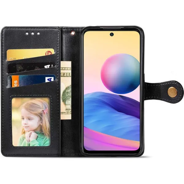 Кожаный чехол-книжка GETMAN Gallant (PU) для Motorola Moto G56 5G — Черный — фото 4