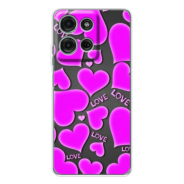 Чехол с принтом «Pink hearts» для Motorola MOTO G56