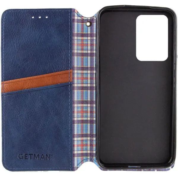 Кожаный чехол-книжка GETMAN Cubic (PU) для Motorola Moto G85 — Синий — фото 2