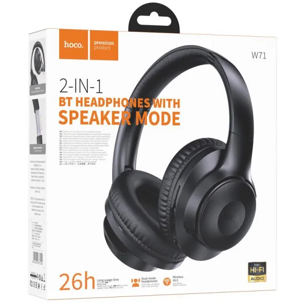 Накладные беспроводные наушники Hoco W71 Cool sound — Черный — фото 2