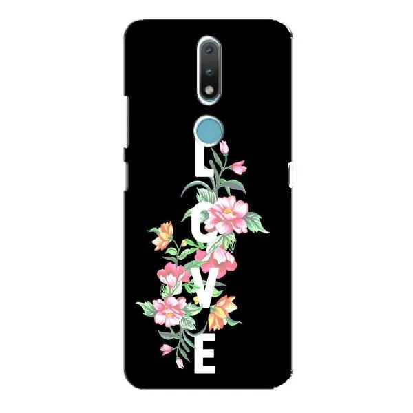 Чехол с принтом «Цветы LOVE» для Nokia 2.4