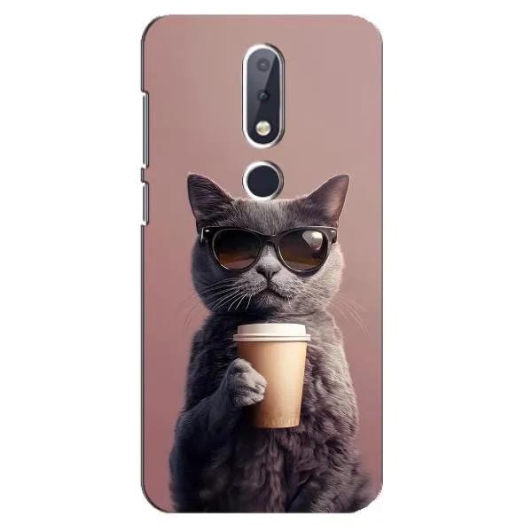 Чехол с принтом «Кот с кофе» для Nokia 6.1 Plus Чехол с принтом «Кот с кофе» для Nokia 6.1 Plus