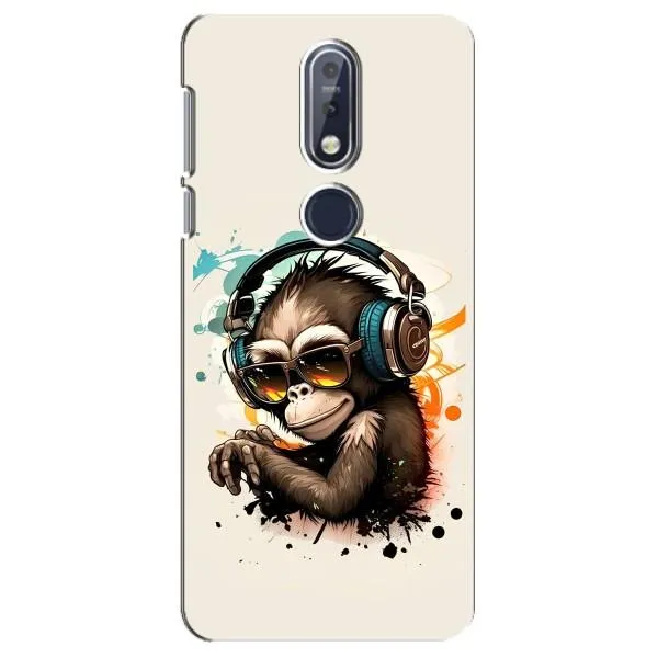 Чехол с принтом «Макака в наушниках» для Nokia 7.1 (2018)