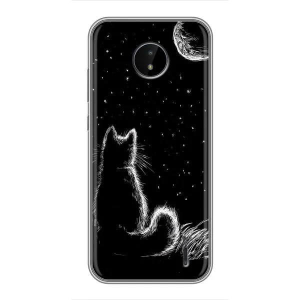 Чехол с принтом «Котик и луна» для Nokia C20 Plus Чехол с принтом «Котик и луна» для Nokia C20 Plus