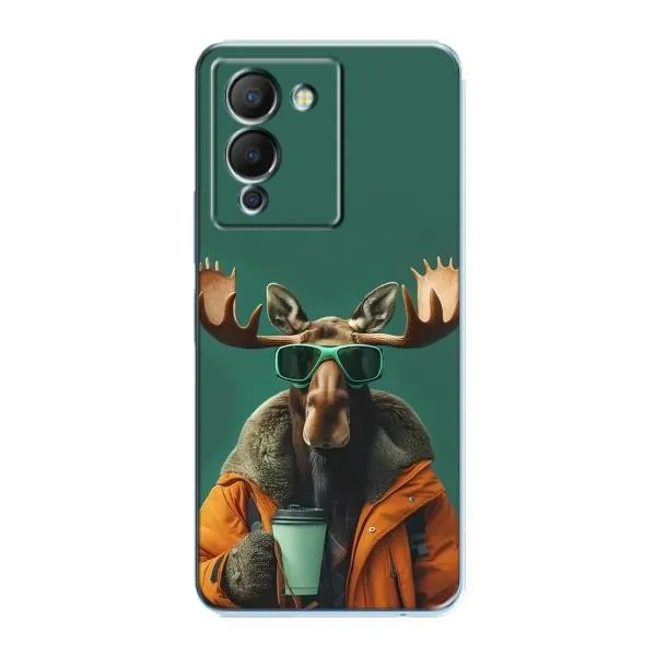Чехол с принтом «Лось с кофе» для Infinix Note 12 (G96)