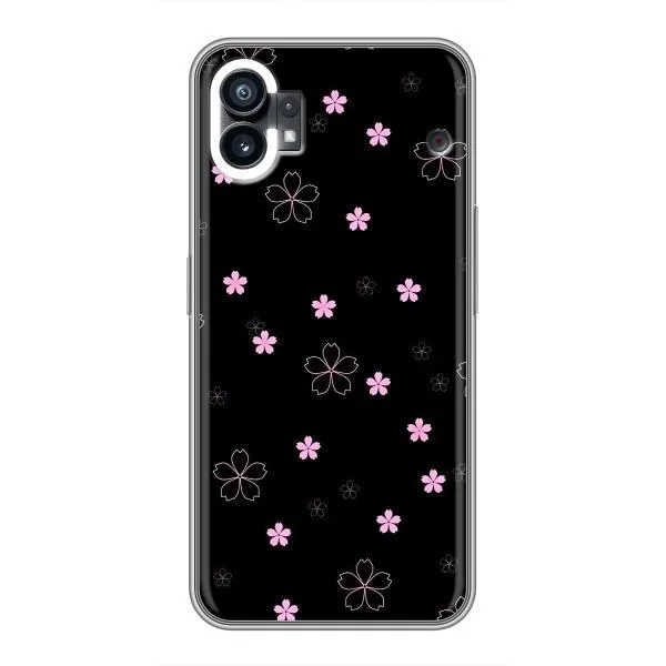 Чехол с принтом «Розовые цветы на черном» для Nothing Phone 1